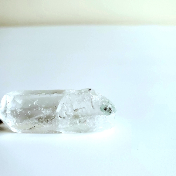 Celadonite Phantom Quartz Crystal Point Laser Wand - Picture 4 of 9